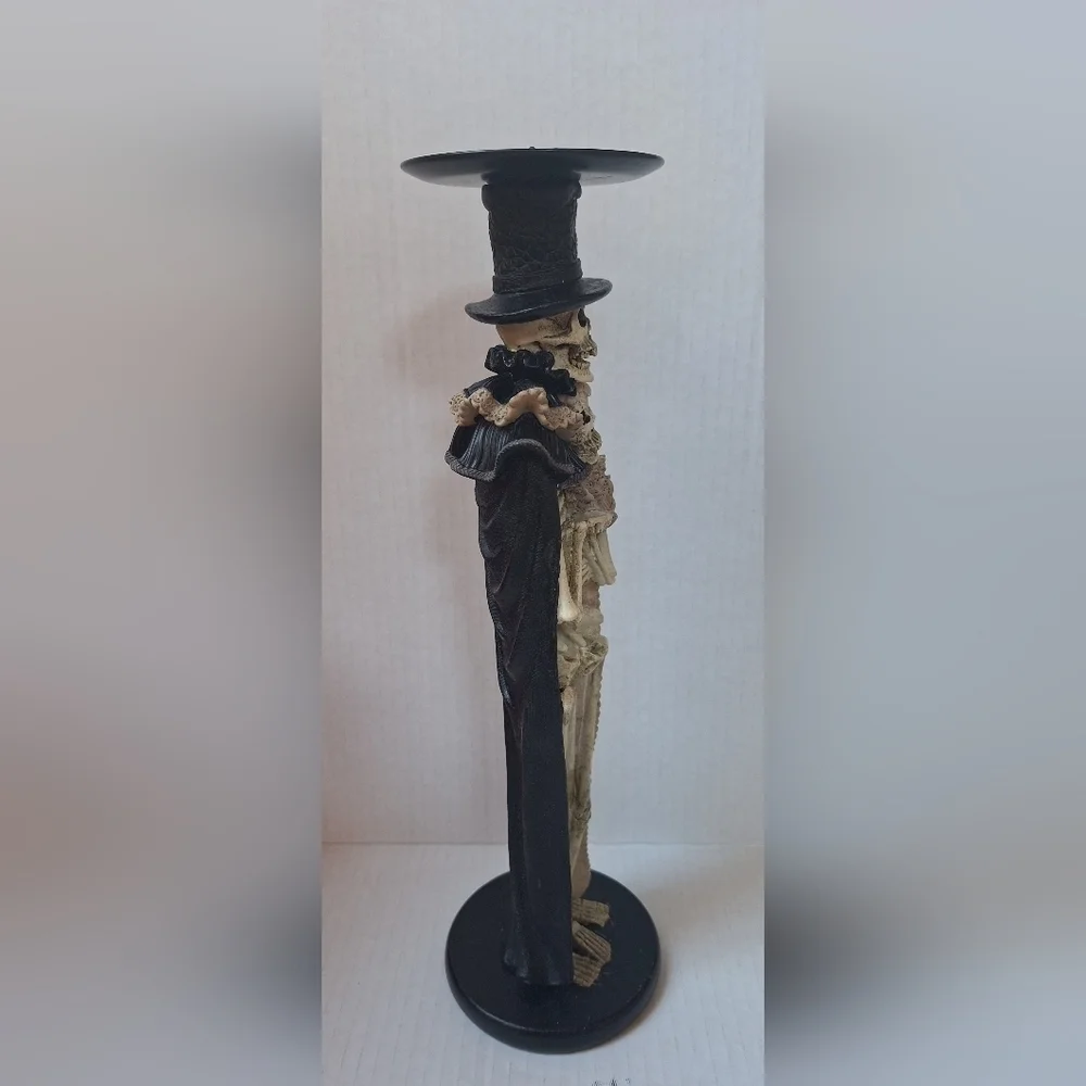 Halloween Skeleton Wedding Couple Candle Holder Spooky 12.5
